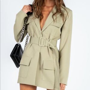 Princess Polly sage green blazer dress